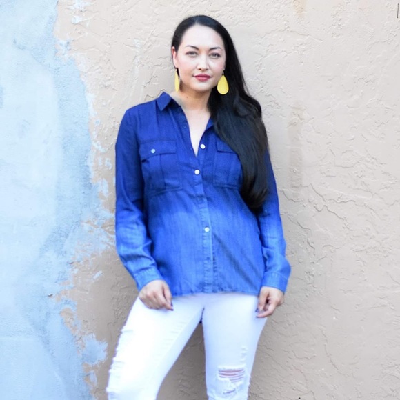 The House Of Gentry Tops - Ombre Jean Shirt